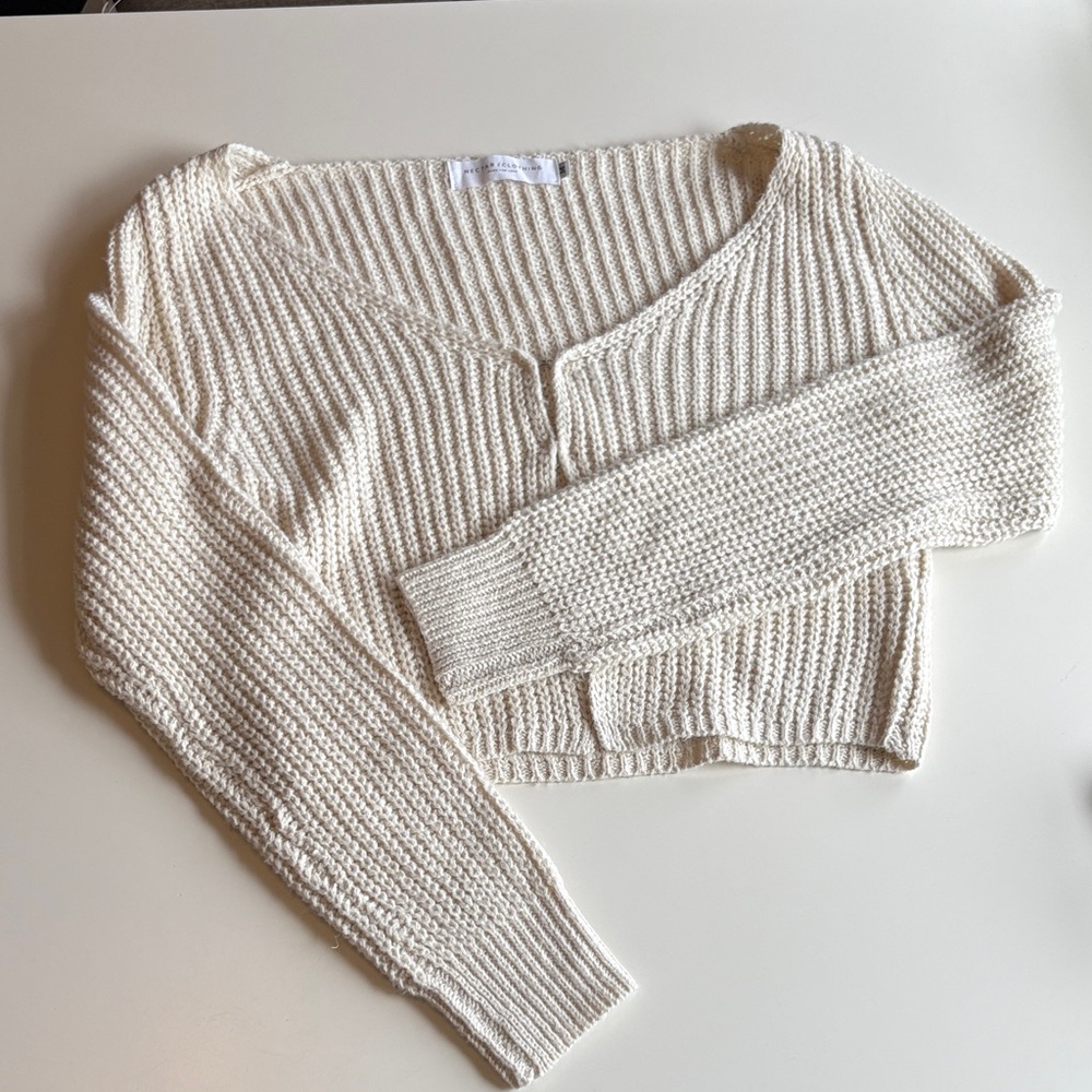 Elegant V-Neck Cream Sweater